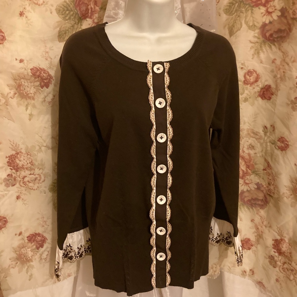 Vintage Sweater with embroidered & Ruffled sleeves
